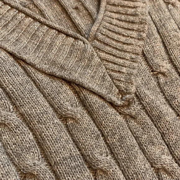 Loft long sleeve v-neck sweater, grey with metallic silver threads.  Sparkly! - Picture 3 of 4